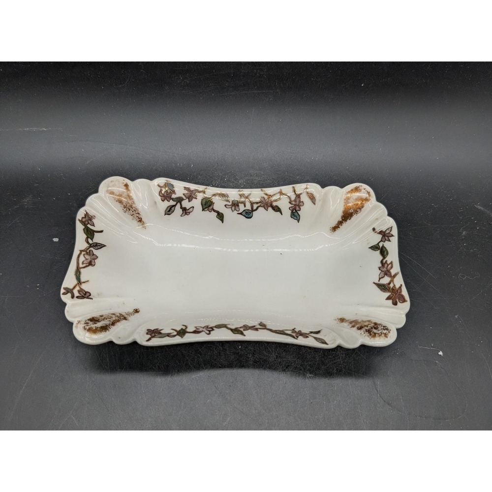 Haviland & Co Limoges‎ France Floral Porcelain Trinket Dish Gold Gilt Scalloped